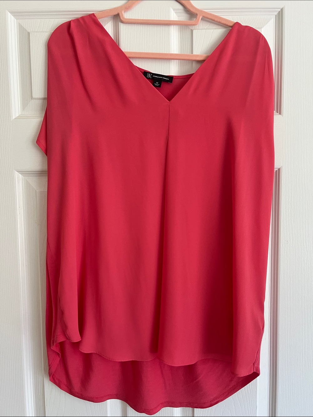INC International Concepts Coral V-Neck Flutter Sleeve Tunic